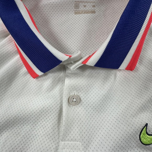 Nike Shirt Mens XL White Court Slam Tennis Polo Volt Swoosh CI9158 - Picture 4 of 10